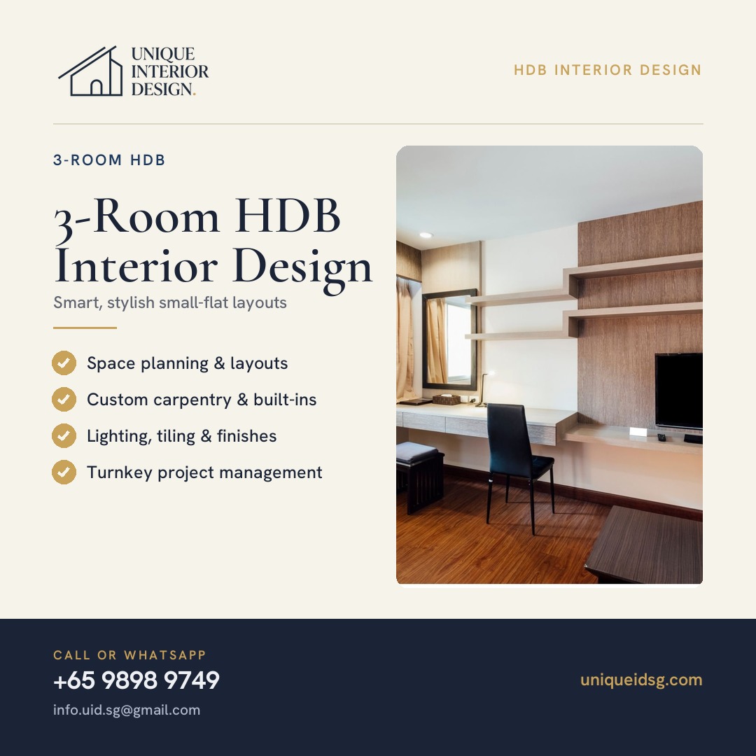 3-Room HDB Interior Design Ideas – Maximise Space, Style, and Functionality