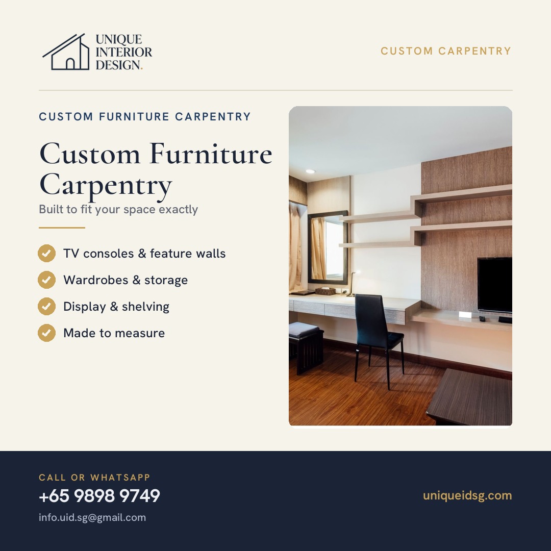 Custom Furniture Carpentry Singapore – Tailored Solutions for Stylish and Functional Spaces